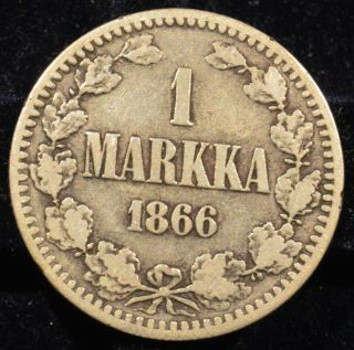 Finland/russia Silver 1866 Markka Km 3.  1