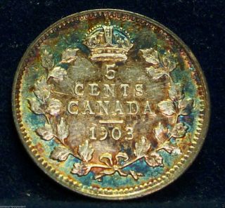 Canada - Five Cents - 1903 - King Edward - Toning