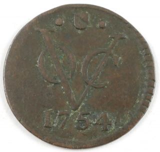 1754 Voc 1/2 Half Duit Dutch East India Company Foreign World Coin