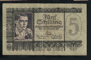 5 Schillings From Austria 1945 Fine