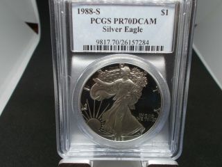 1988 - S American Eagle Silver Dollar - Pcgs Pr70dcam