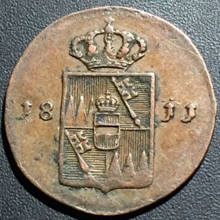 Old Foreign World Coin: 1811 German States WÜrzburg 1/4 Kreuzer