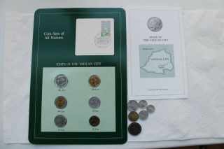 Vatican City Coin Set,  Coins Of All Nations From 1985 With Card,  6 Other Coins