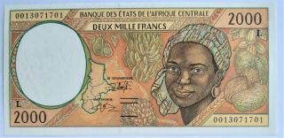 Central African States / L Gabon - 2000 Frs - 2000 - S/n 0013071701 - Pick 403lg,  Unc.
