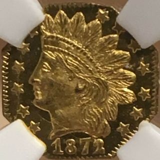 1872/1 Ca Fractional Gold Octagonal 25c Indian - Wreath Bg - 790.  Ngc Ms66dpl.  R3