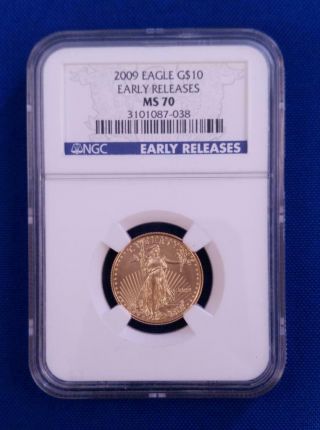 2009 - Us 1/4 Oz Gold $10 Eagle Coin Ngc Ms70 " Early Releases " L5068