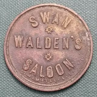 California ? Saloon Token - Swan Walden`s Saloon - Good For 1 Drink - Ca Calif