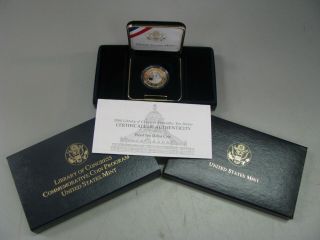2000 W Library Of Congress Bimetallic $10 Gold/platinum Us Proof Coin