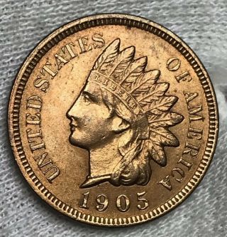 1905 Indian Head Cent Penny Au,  \unc 4 Diamonds Coin Rhys