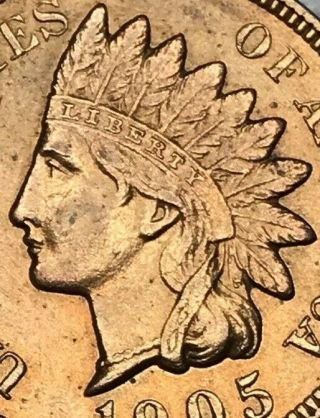 1905 Indian Head Cent Penny AU,  \UNC 4 DIAMONDS Coin RHYS 3