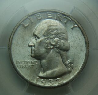1932 - S Washington Head Silver Quarter Pcgs Ms64 - Coin