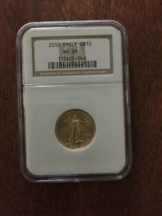 2002 $10 American Eagle Gold Coin (1/4 Oz Of Gold) Ms69 Certified By Ngc