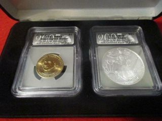 2007 Washington Dollar & Silver Eagle Set Icg Ms 65 & Ms70 Set 103 Mf - 2915