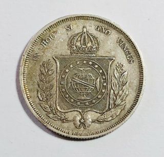 1864 Brazil 500 Réis Pedro II Silver (. 917) Coin KM 464 2