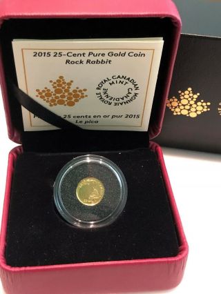 2015 25 Cent Pure Gold Coin - Rock Rabbit