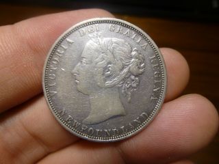 1882 - H Newfoundland Silver 50 Cents Half Dollar Canada
