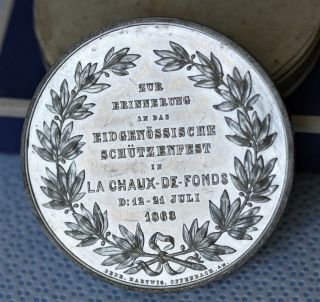 Switzerland Swiss Shooting Medal La Chaux - De - Fonds 1863,  Box