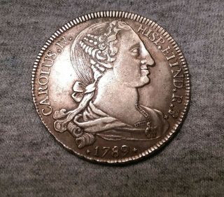 1789 Silver Bolivia (potosi) Proclamation Medal,  Charles Iv,  8 Reales Sized,  Xf