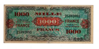 France 1000 Francs Dated 1944 Allied Military Note Ww2 P120a Fine,