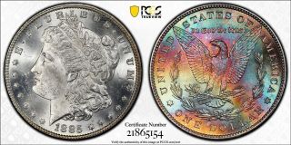 1885 - P Morgan Dollar PCGS MS63 True Rainbow Bag Toned Color Textile Toning 4