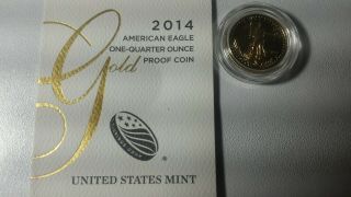 2014 - W American Gold Eagle Proof 1/4 Oz $10 In Ogp