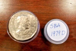 1979 - D - Roll Of 20 Susan B Anthony (sba) $1 Dollar Coins In Tube