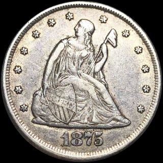 1875 - Cc Seated 20 Cent Piece Nearly Uncirculated Liberty Silver Carson City Nr