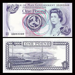 Isle Of Man 1 Pound Banknote,  Nd (2009),  P - 40c,  Aa Prefix,  Unc,  Paper Money