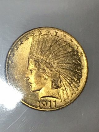 1911 Indian $10 Gold Eagle Sharp Gem Of A Coin Mintage Of: 505,  500