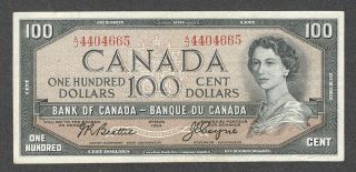 1954 $100.  00 Bc - 43a F - Vf Scarce 1st Coyne Signed Canada Qeii One Hundred Dollars