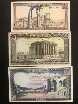 Lebanon Liban 10 - 50 - 100 Livres 1978