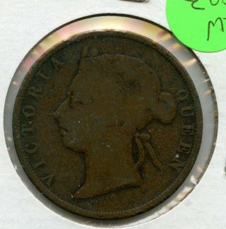 1889 British Honduras One Cent Bronze Coin - Rw893