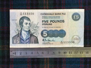 Scotland / Uk - Clydesdale Bank 5 Pounds P 218a.  2.  4.  1990