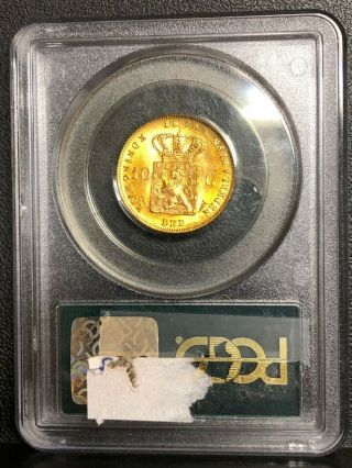 NETHERLANDS A GEM BU MS - 65 GOLD 10 GULDEN 1875 KING WILLIAM III GRADED BY PCGS 4