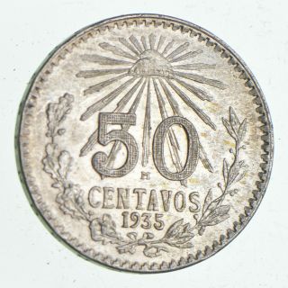 Silver - World Coin - 1935 Mexico 50 Centavos - World Silver Coin - 8g 021