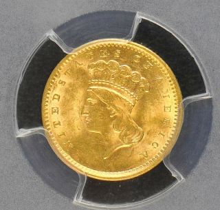 1856 G$1 Slanted 5 Gold Dollar PCGS MS63 (CAC) 3