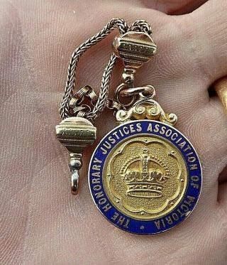 Scarce 15ct Gold Justice Of The Peace Medal Fob Justices Assoc Of Victoria 1931