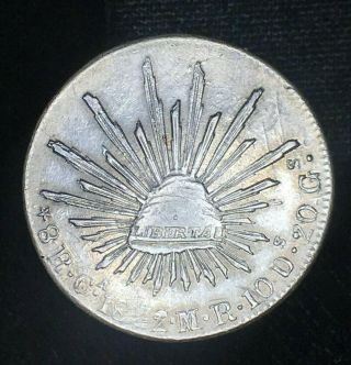 1832 Camr Ca Mr Chihuahua Mexico Republic 8 Reales Km 377.  2 Vf.  903 Silver Coin