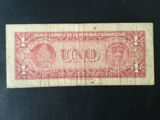 1958 - 1962 DOMINICAN REPUBLIC PAPER MONEY - ONE PESO ORO BANKNOTE 2