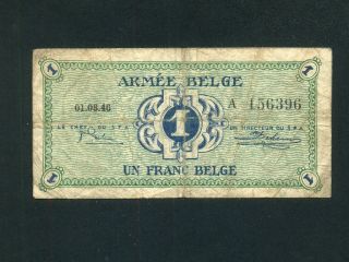 Belgium:p - M1a,  1 Franc 1946 Military Issue Armee A F Nr
