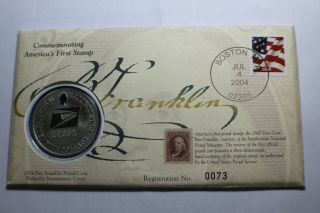 2004 Cook Island $5 Silver Franklin 1847 Stamp In Official Cover