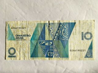 Aruba 10 Florin 2003 P - 7 Central Bank Note Signed Director Semeleer / Pres Caram