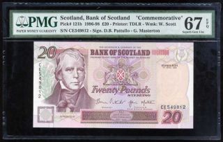 Scotland 20 Pounds 1998 P 121 Gem Unc Pmg 67 Epq High