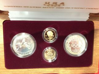 1988 Olympic Silver And Gold 4 Coin Proof Set And