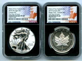 2019 W Canada Rcm Version Pride Of Two Nations Ngc Pf69 Set First Day Issue 10k