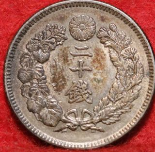 1908 Japan 20 Sen Silver Foreign Coin