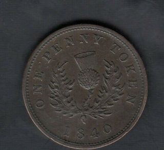 1840 Nova Scotia One Penny Token Ns - 2c1