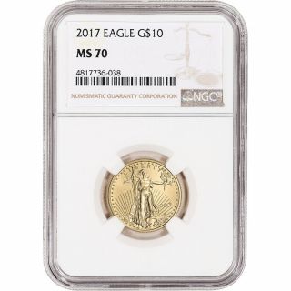 2017 American Gold Eagle 1/4 Oz $10 - Ngc Ms70