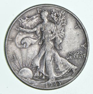 Xf,  1943 Walking Liberty 90 Silver Us Half Dollar - Coin 491