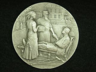 French Silver Art Medal By René Baudichon Ww1 Military Hospital 1914 - 1919